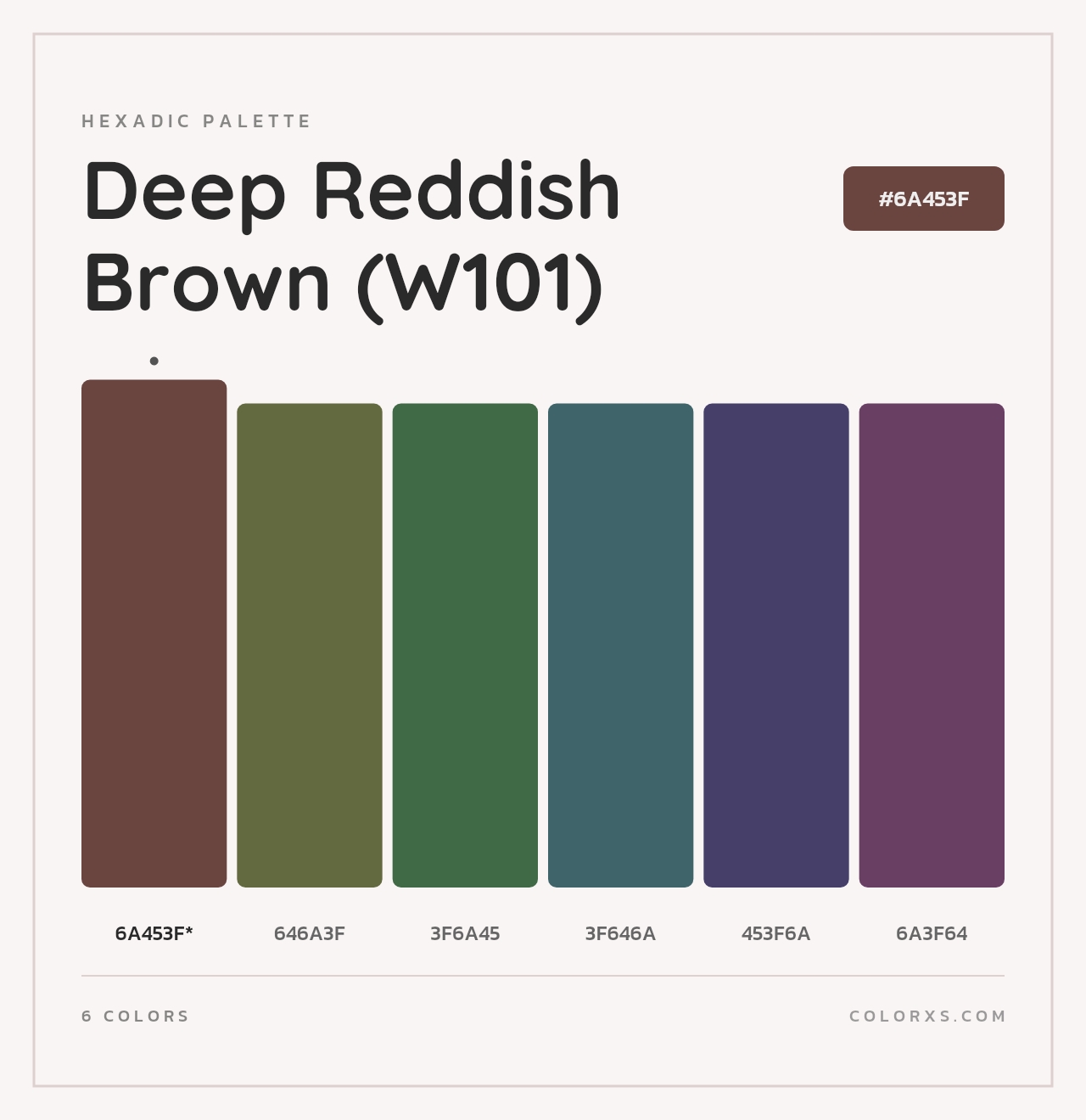 Deep Reddish Brown (W101) - Hexadic Color Palette