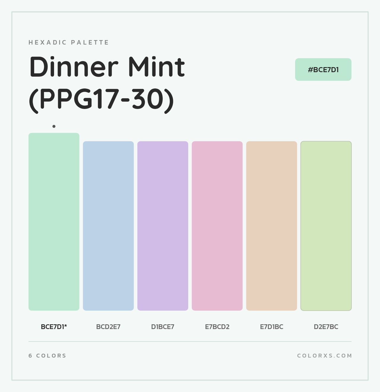 Dinner Mint (PPG17-30) - Hexadic Color Palette