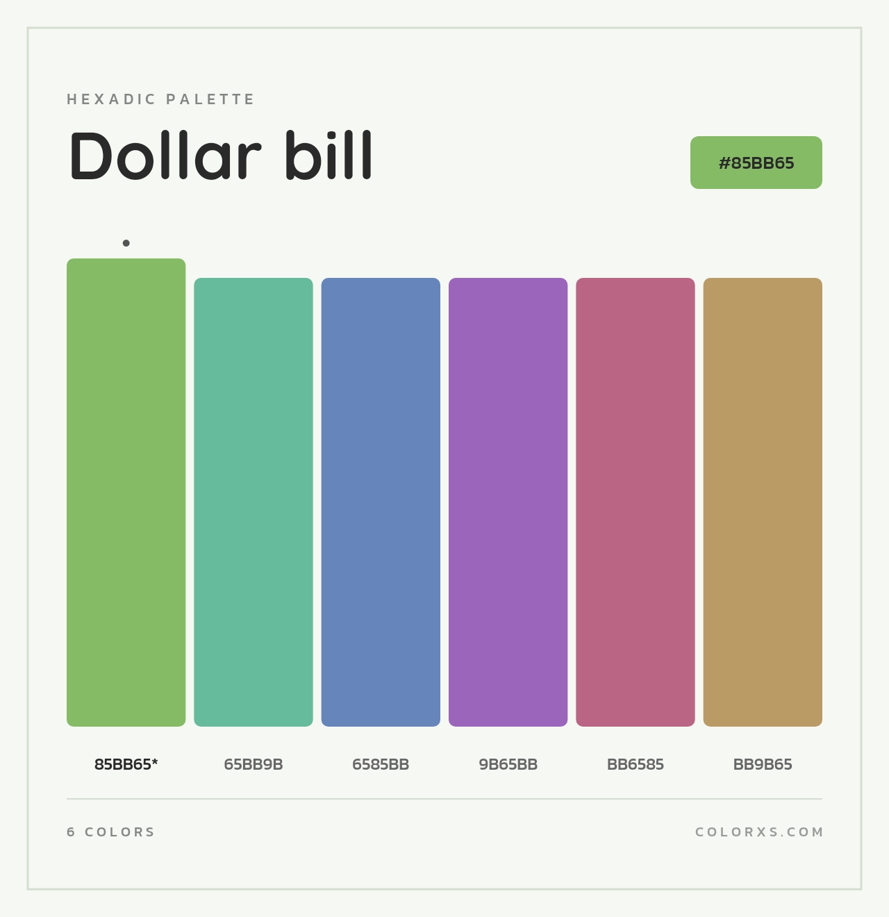 Dollar bill - Hexadic Color Palette