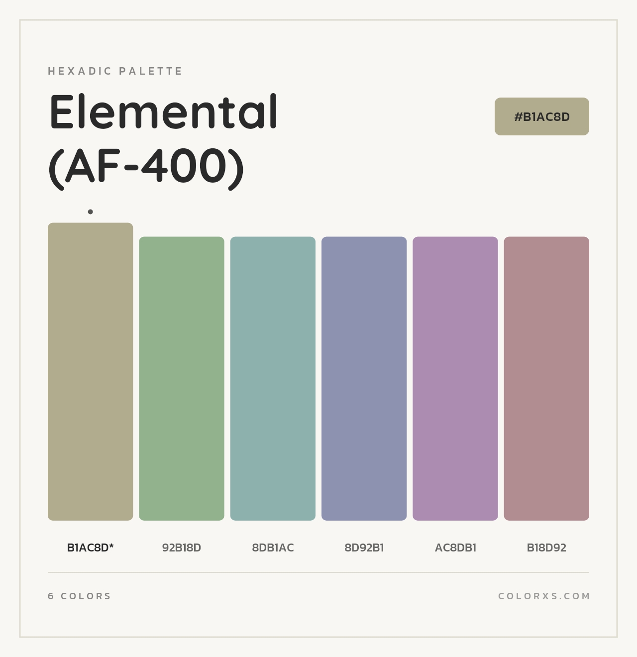 Elemental (AF-400) - Hexadic Color Palette