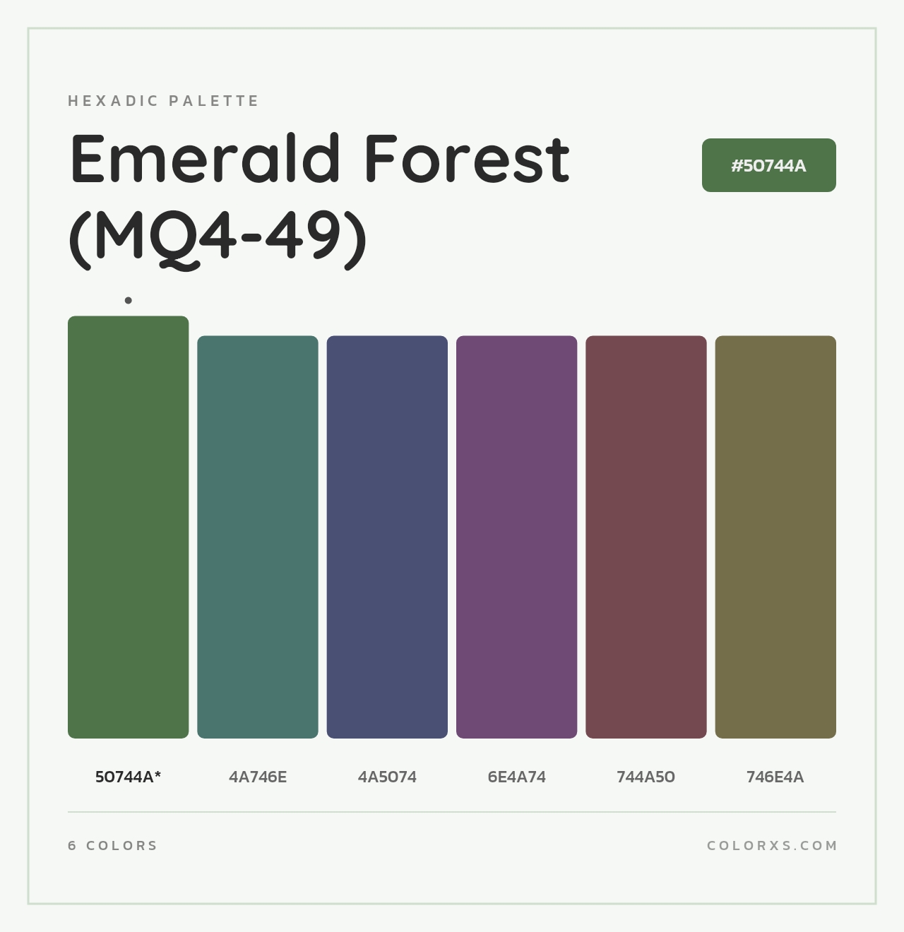 Emerald Forest (MQ4-49) - Hexadic Color Palette