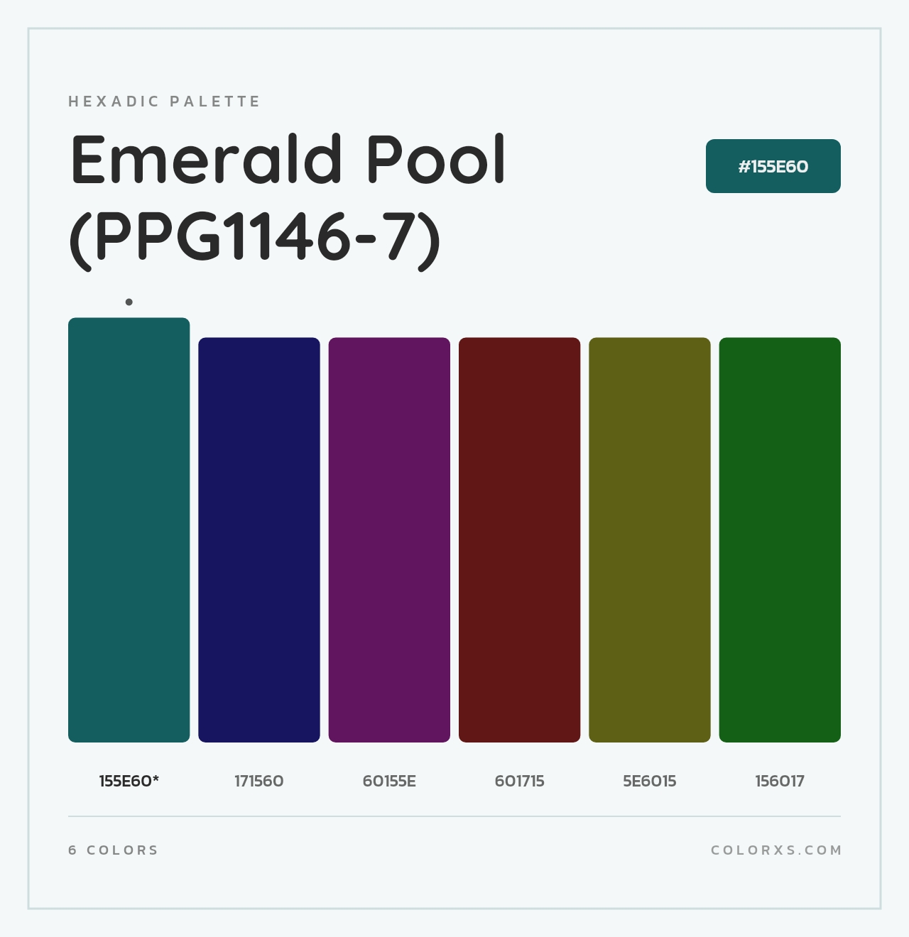 Emerald Pool (PPG1146-7) - Hexadic Color Palette