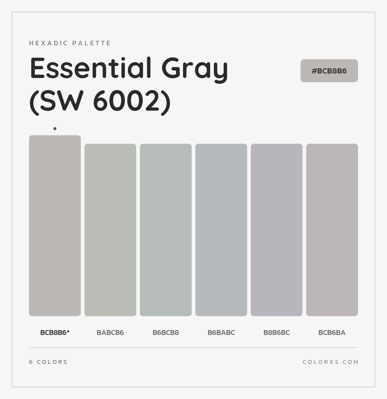 Essential Gray (SW 6002) - Hexadic Color Palette