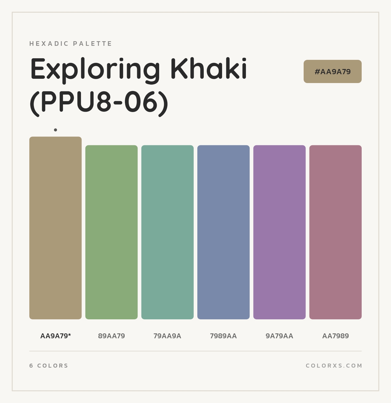 Exploring Khaki (PPU8-06) - Hexadic Color Palette