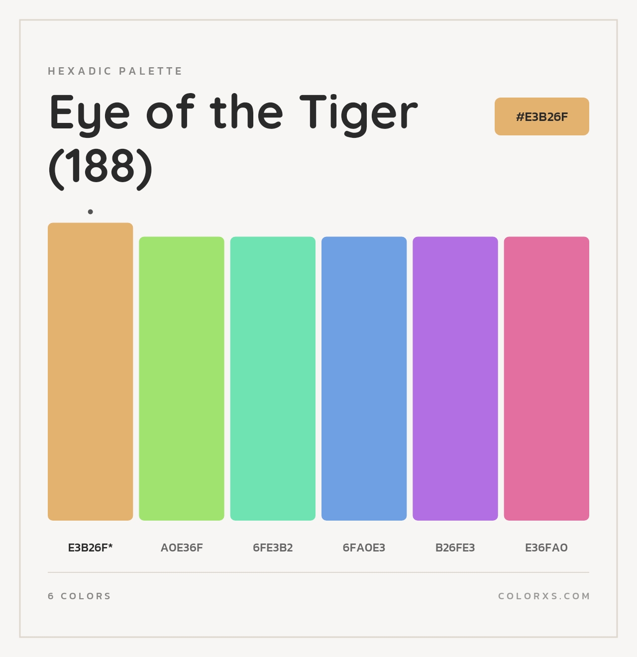Eye of the Tiger (188) - Hexadic Color Palette