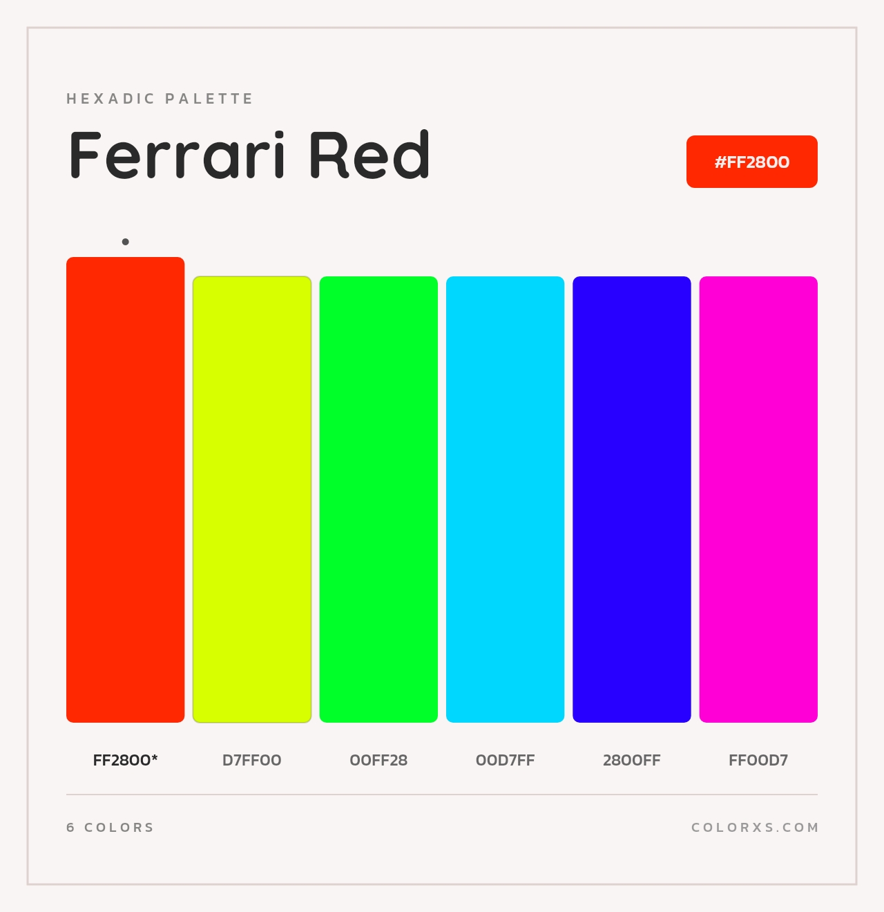 Ferrari Red - Hexadic Color Palette