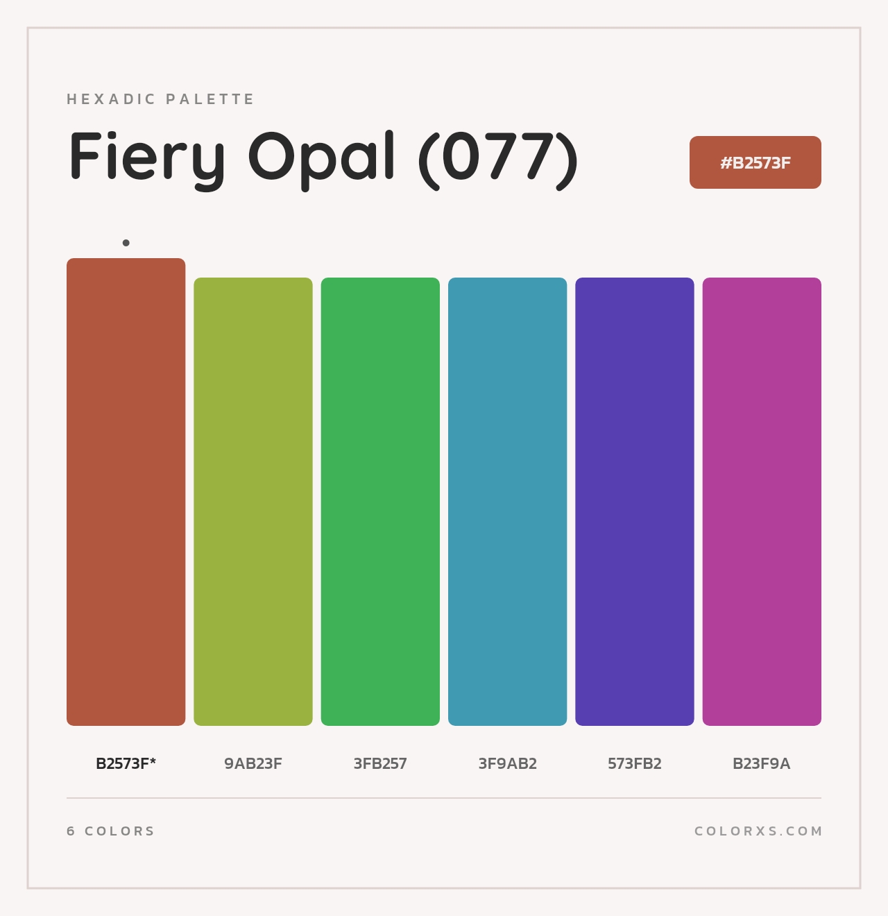 Fiery Opal (077) - Hexadic Color Palette
