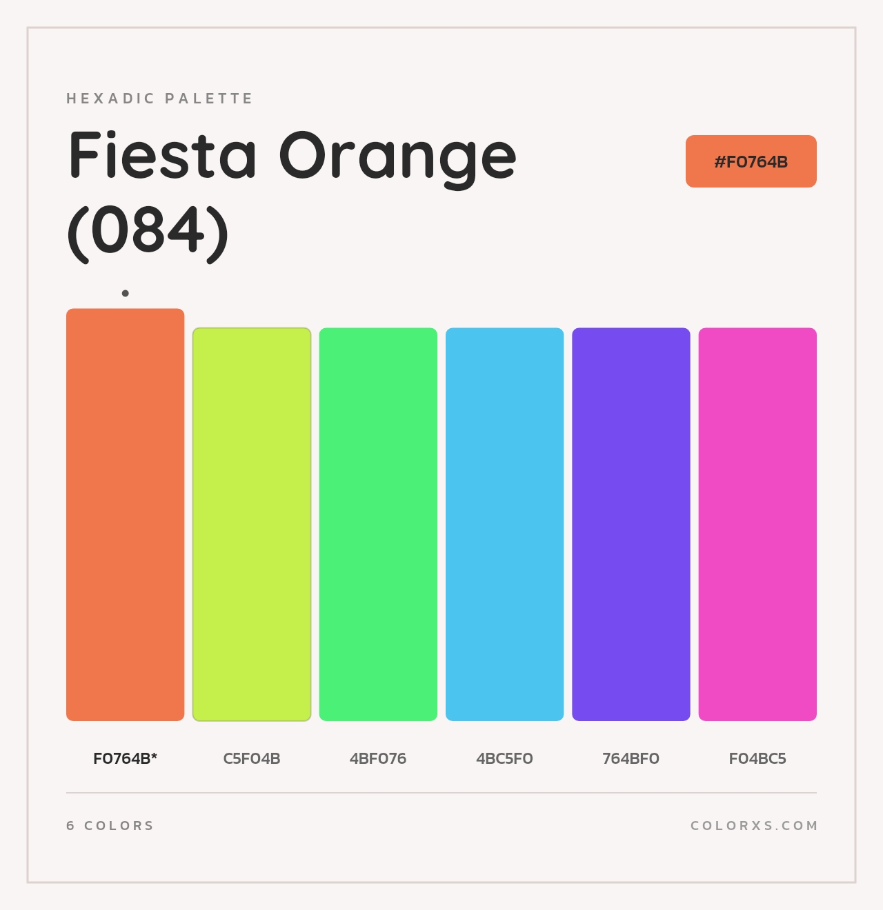 Fiesta Orange (084) - Hexadic Color Palette