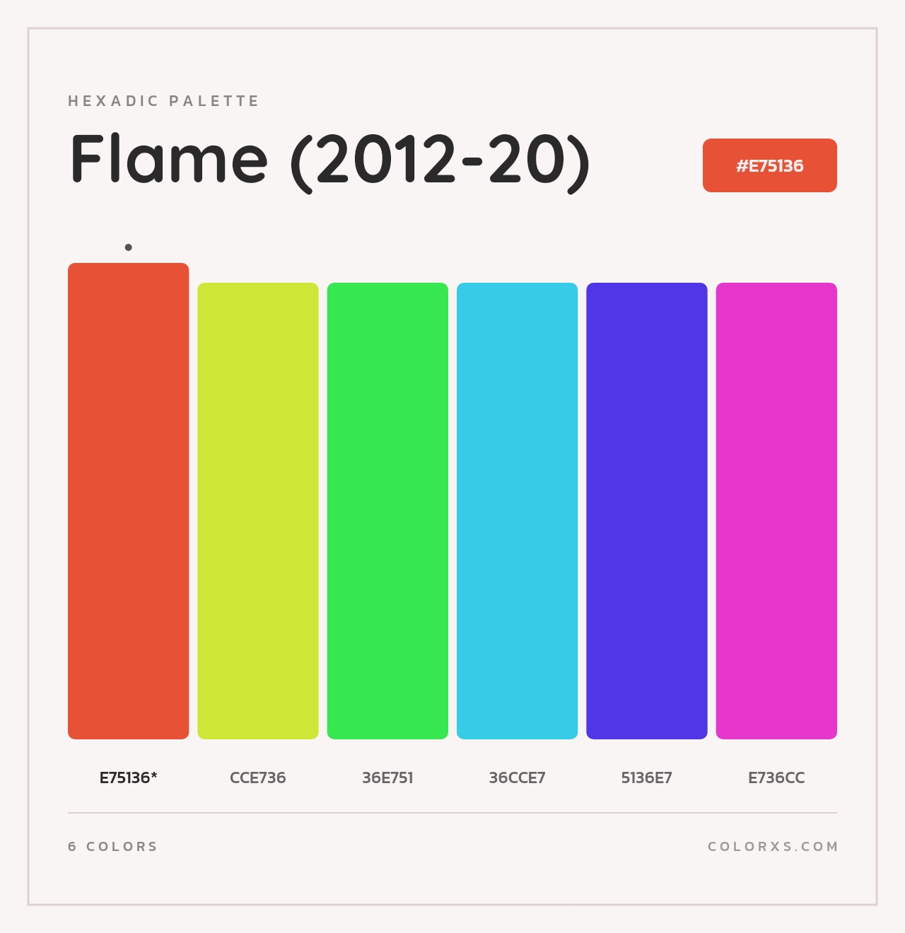Flame (2012-20) - Hexadic Color Palette
