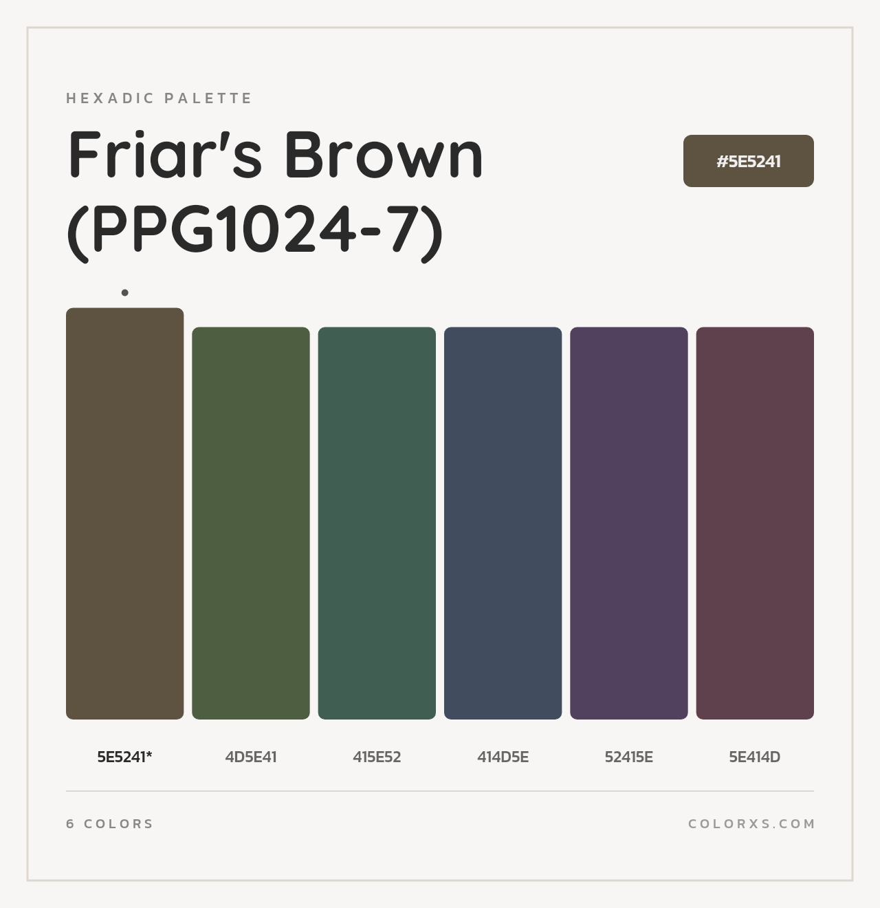 Friar's Brown (PPG1024-7) - Hexadic Color Palette