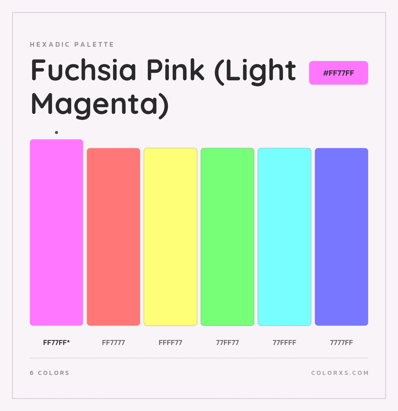 Fuchsia Pink (Light Magenta) - Hexadic Color Palette