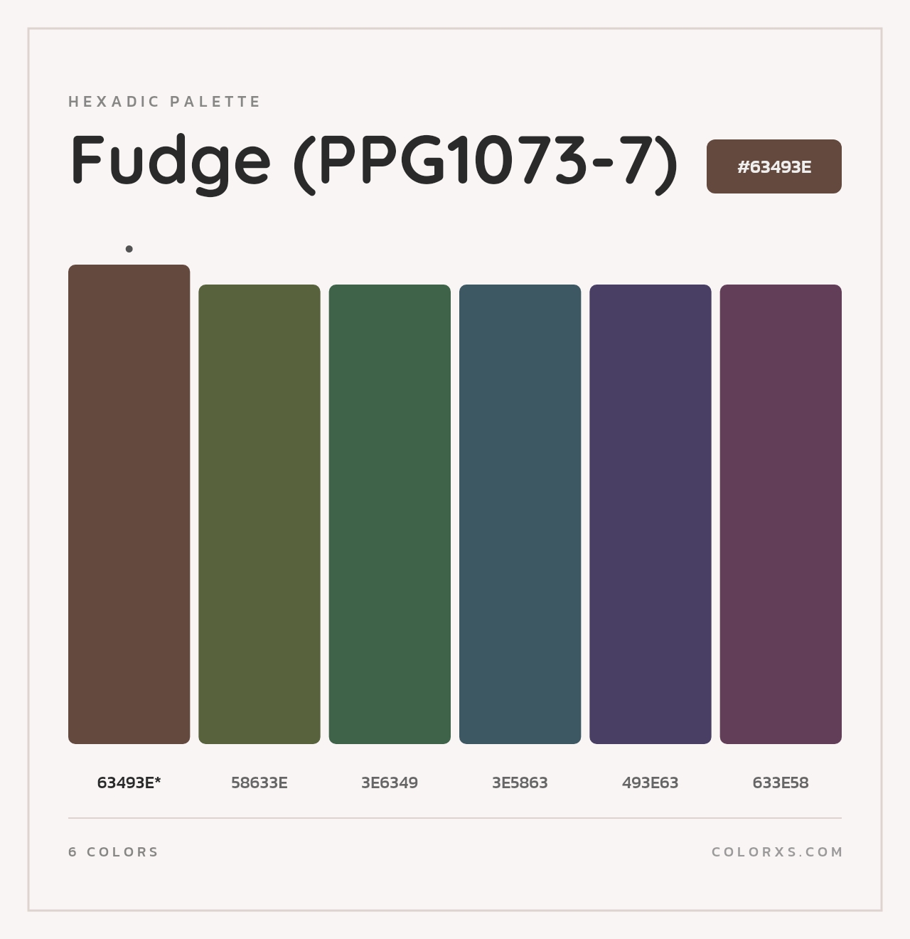 Fudge (PPG1073-7) - Hexadic Color Palette