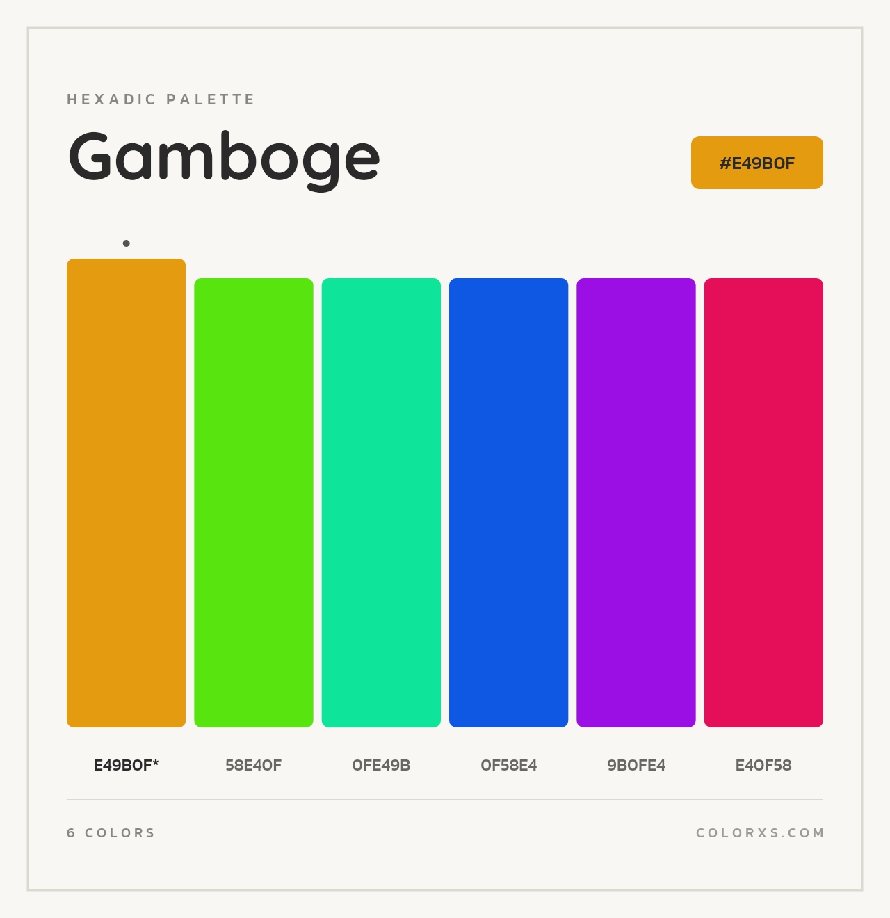 Gamboge - Hexadic Color Palette