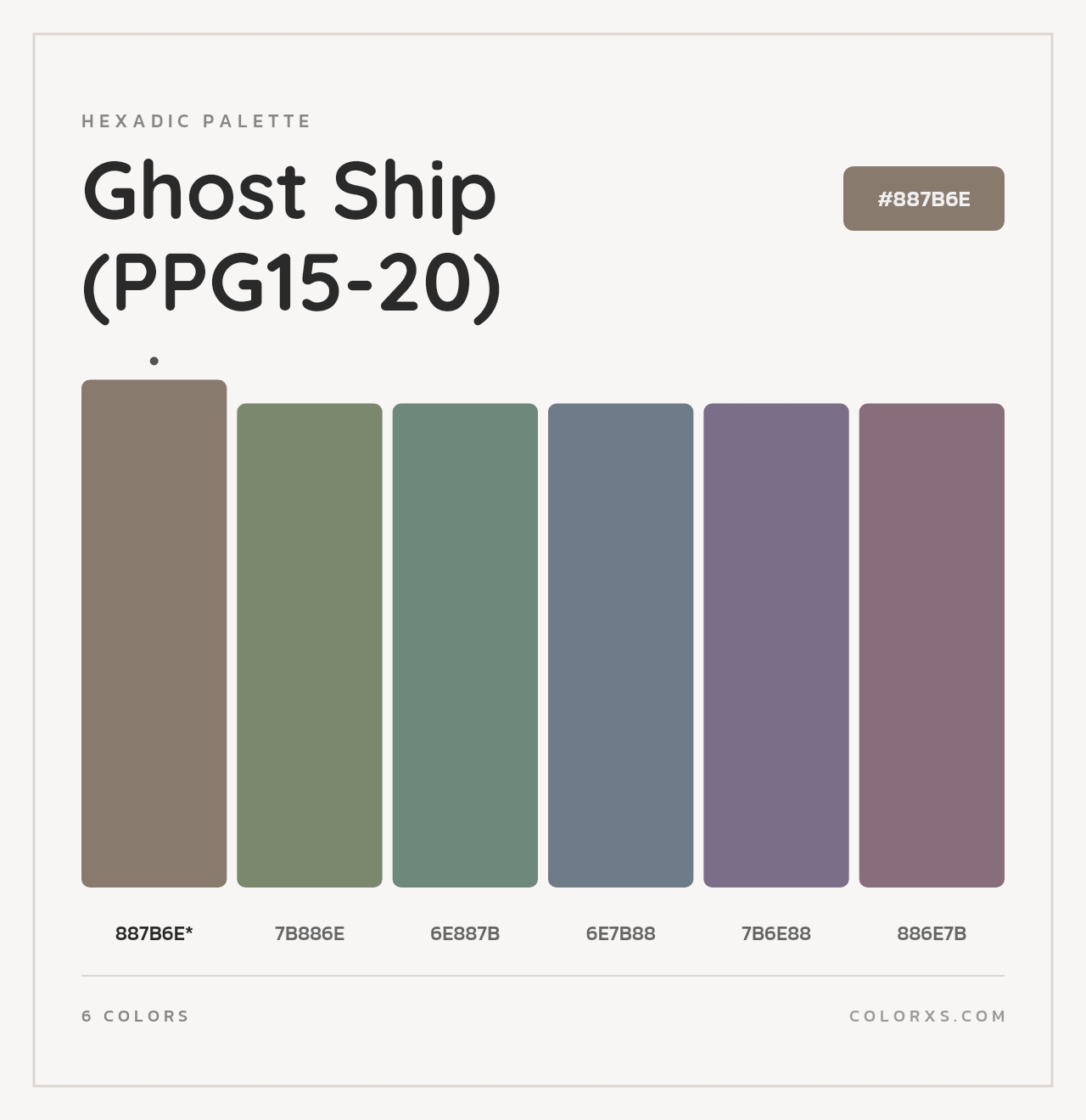 Ghost Ship (PPG15-20) - Hexadic Color Palette