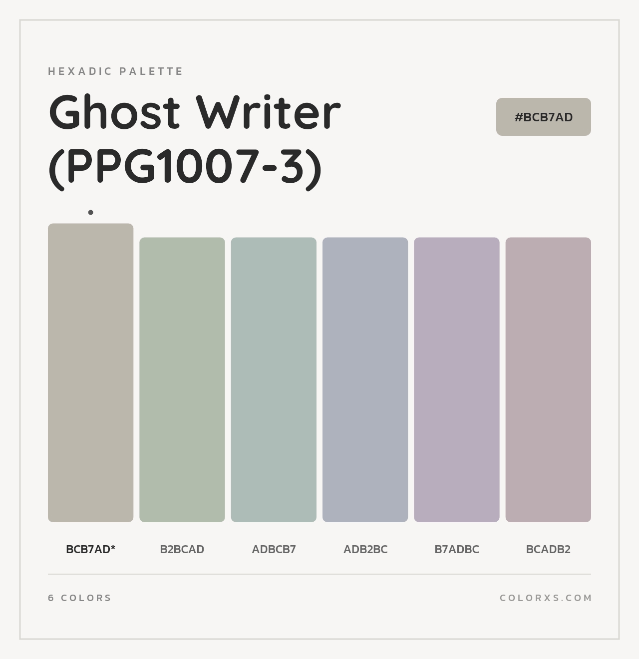 Ghost Writer (PPG1007-3) - Hexadic Color Palette
