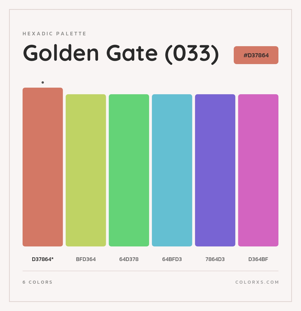 Golden Gate (033) - Hexadic Color Palette