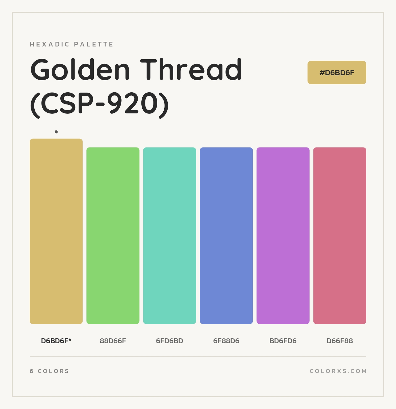 Golden Thread (CSP-920) - Hexadic Color Palette