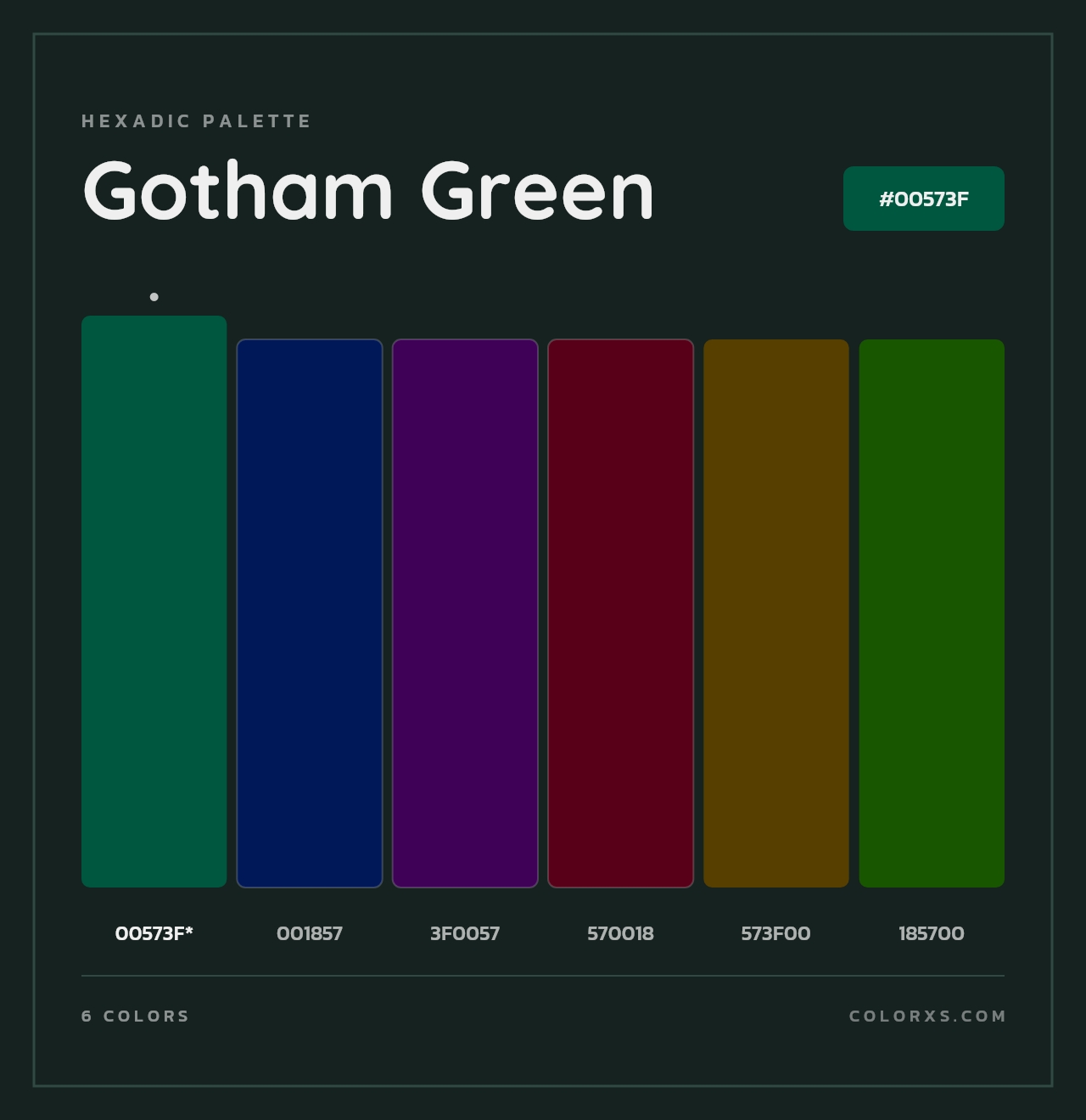 Gotham Green - Hexadic Color Palette