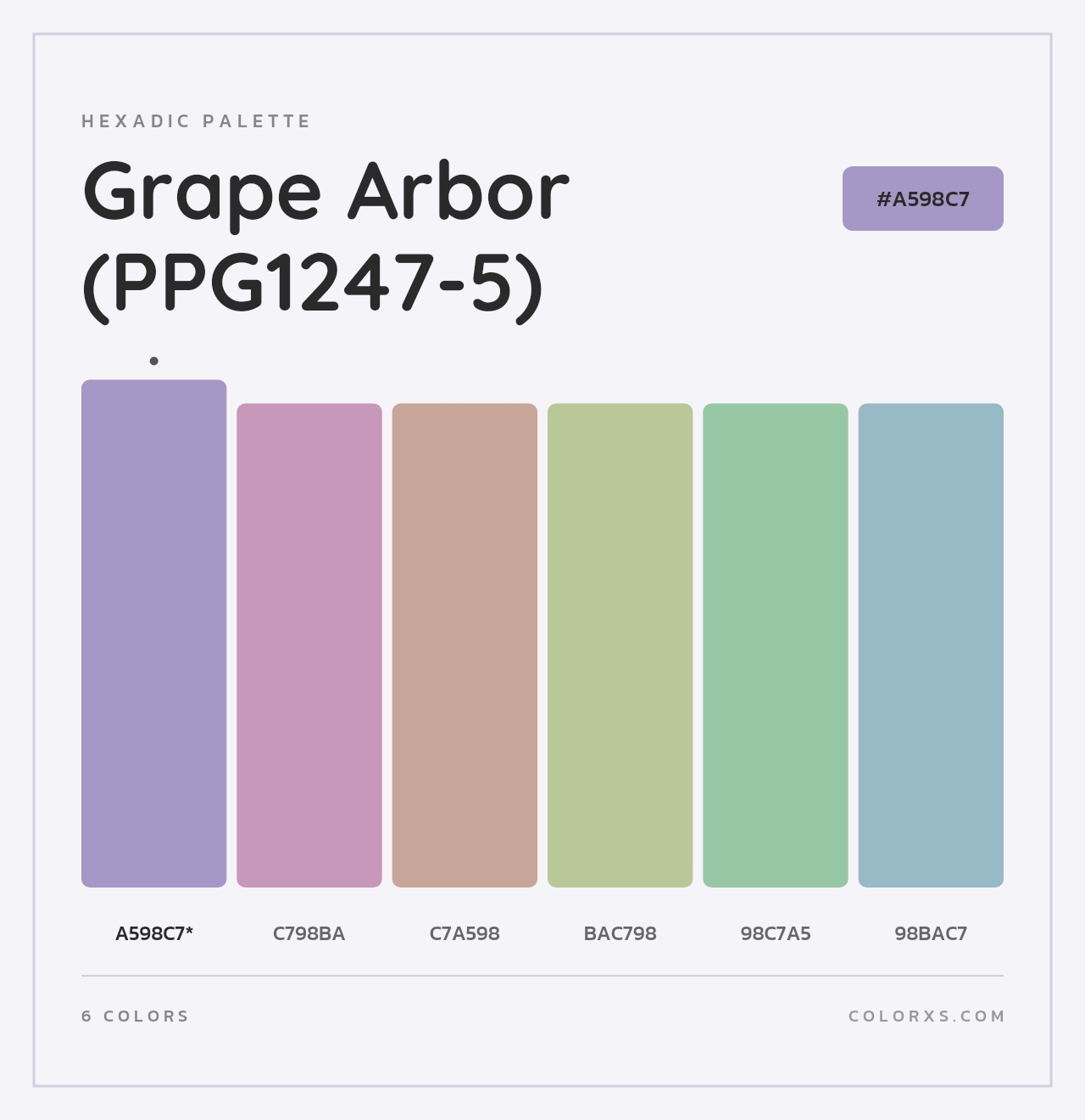 Grape Arbor (PPG1247-5) - Hexadic Color Palette