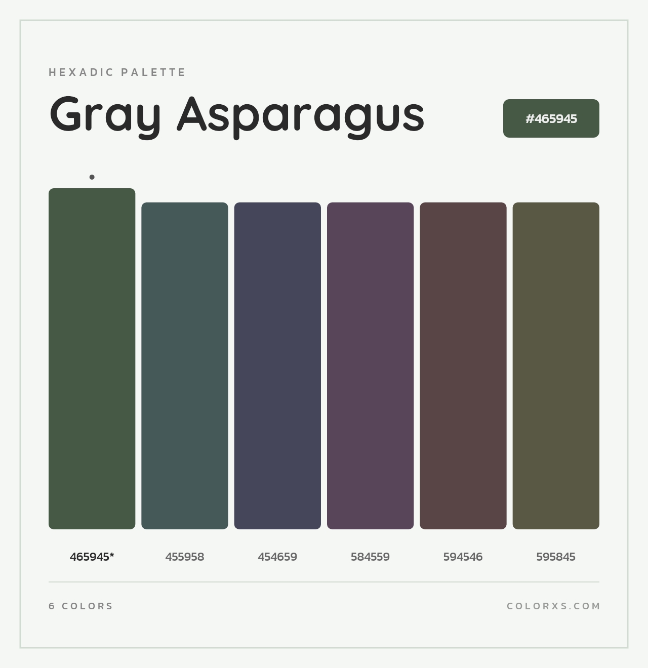 Gray Asparagus - Hexadic Color Palette