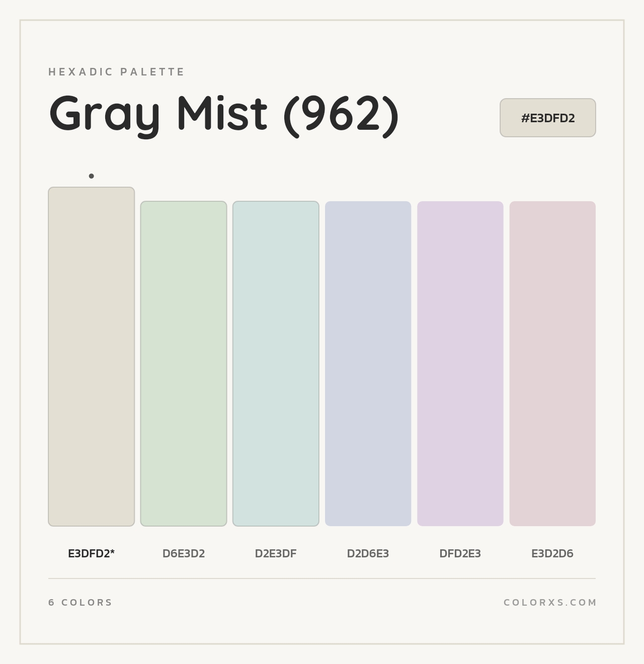 Gray Mist (962) - Hexadic Color Palette