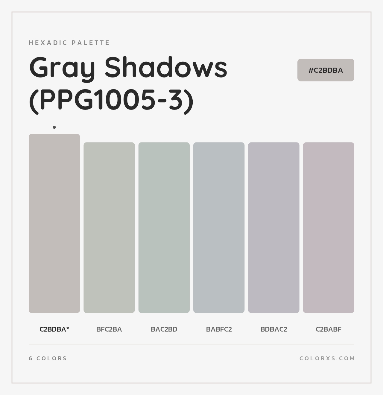Gray Shadows (PPG1005-3) - Hexadic Color Palette