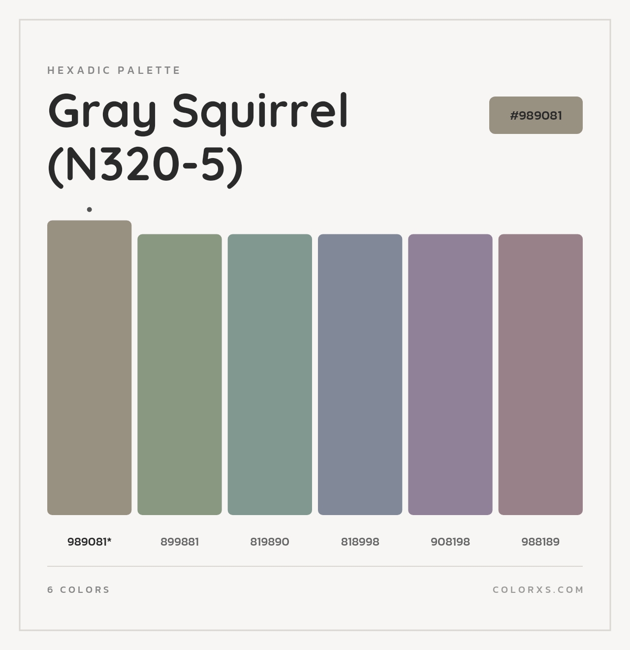 Gray Squirrel (N320-5) - Hexadic Color Palette