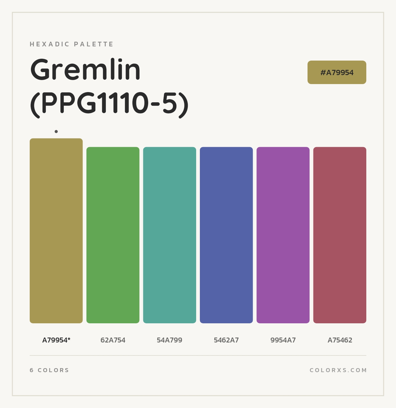 Gremlin (PPG1110-5) - Hexadic Color Palette