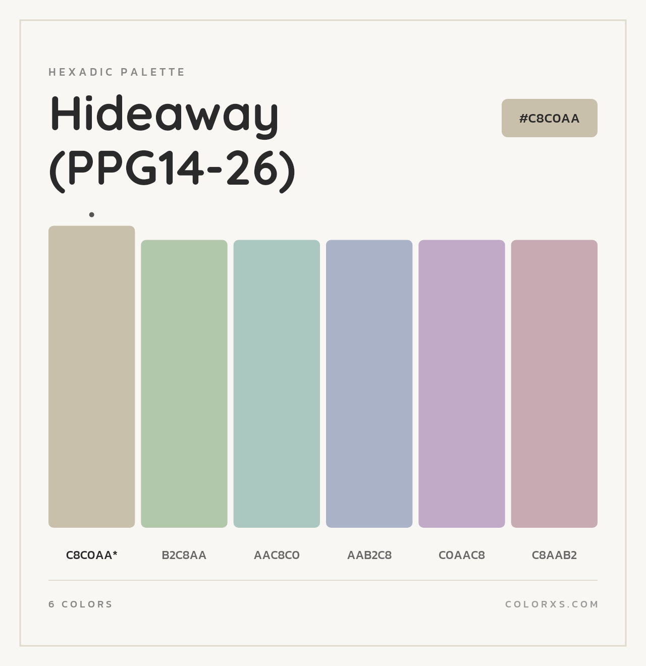 Hideaway (PPG14-26) - Hexadic Color Palette