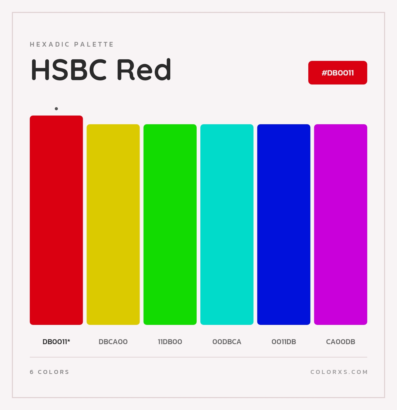 HSBC Red - Hexadic Color Palette