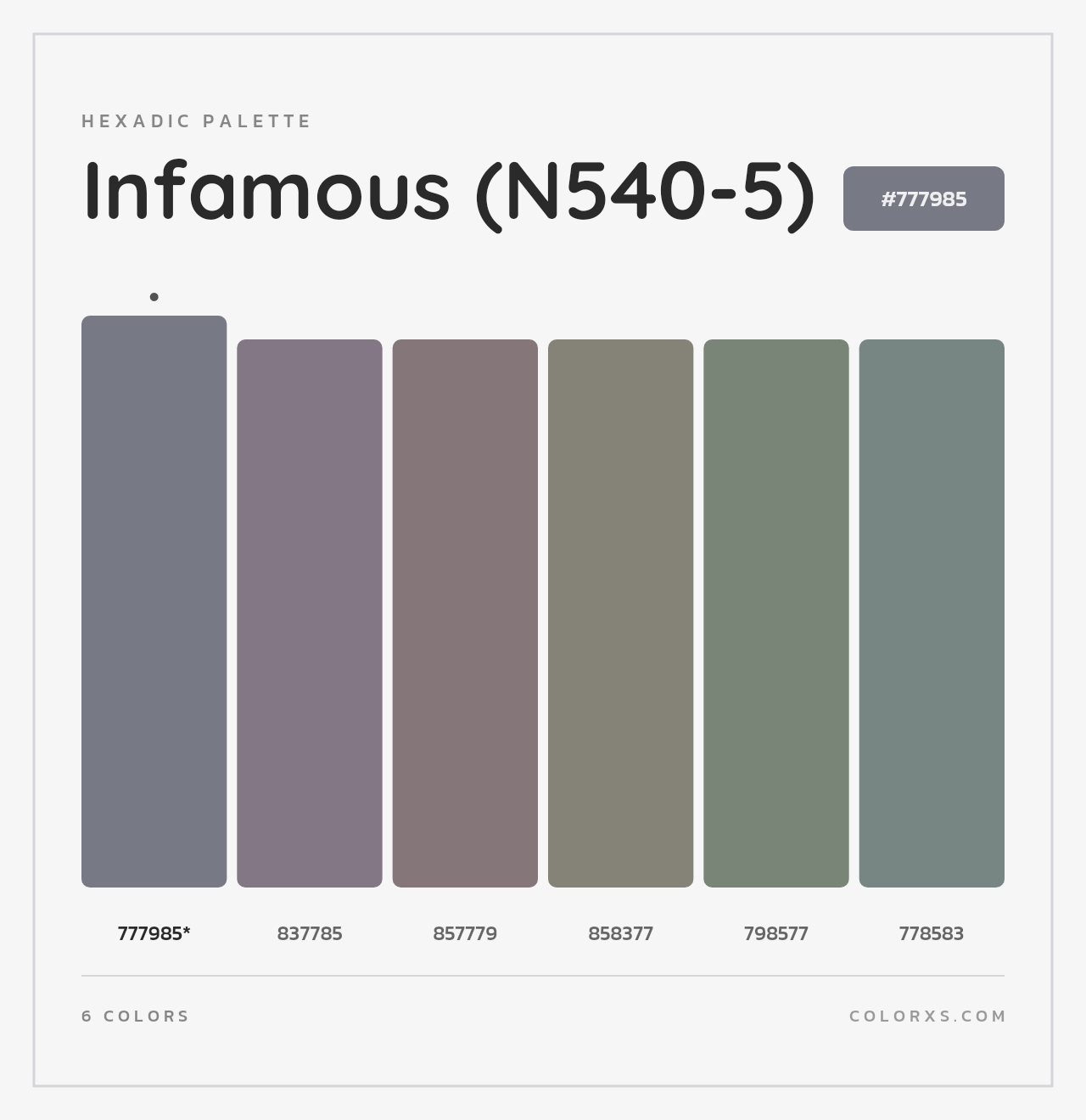 Infamous (N540-5) - Hexadic Color Palette