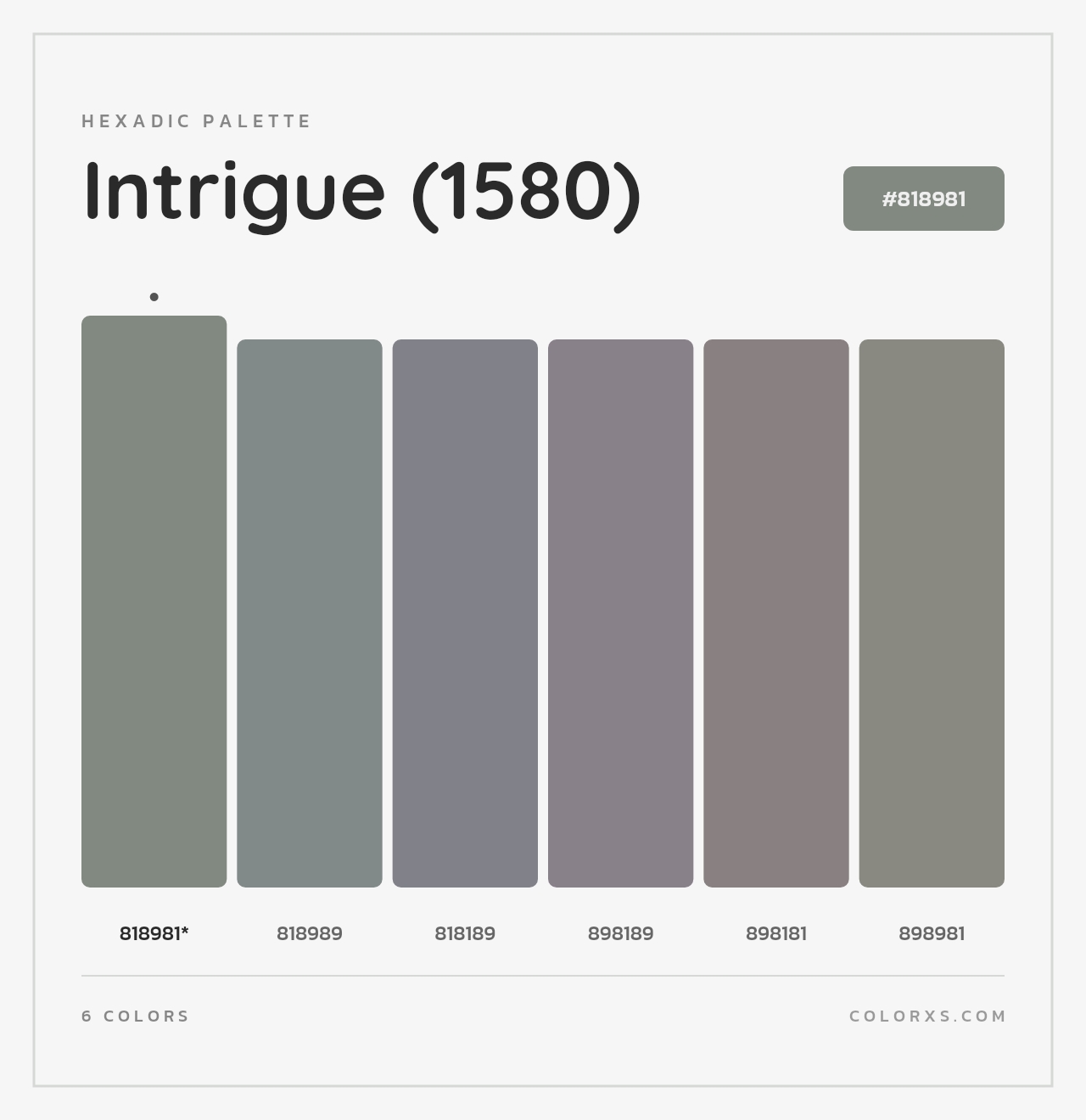 Intrigue (1580) - Hexadic Color Palette