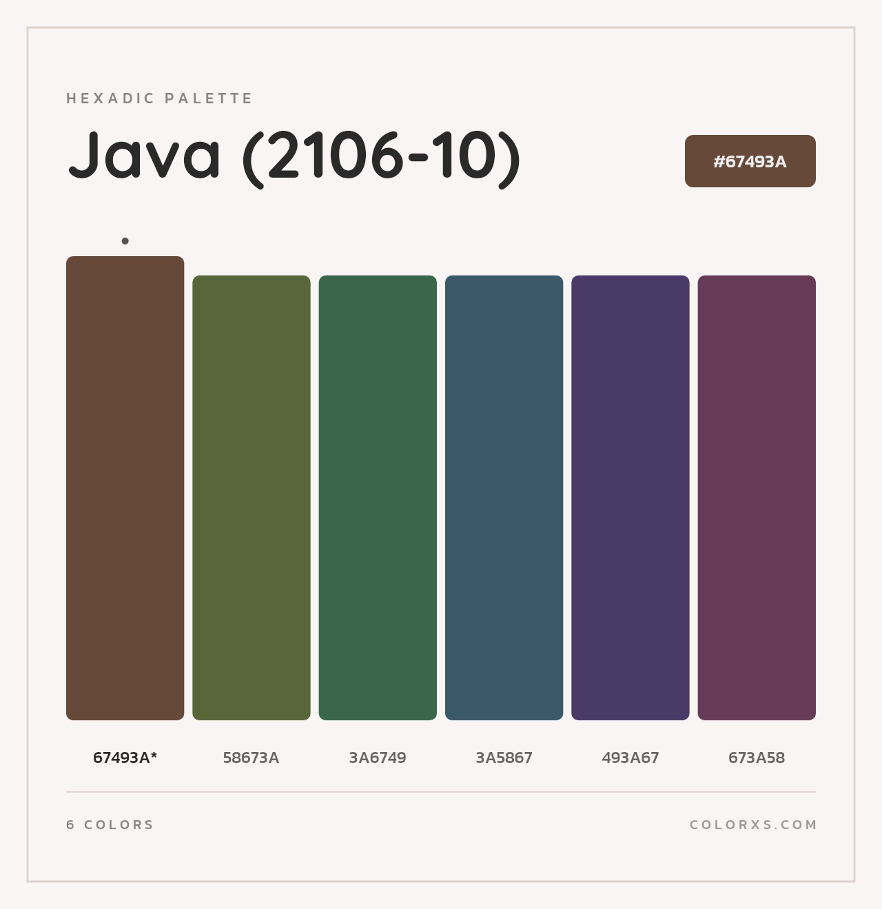 Java (2106-10) - Hexadic Color Palette