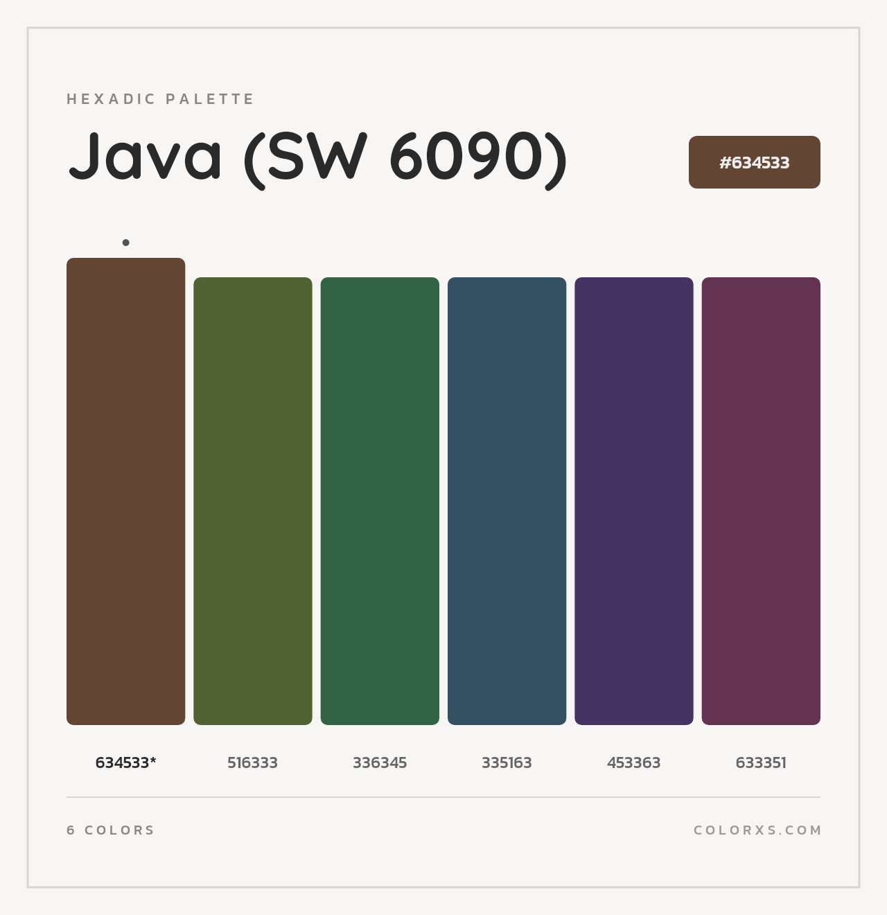 Java (SW 6090) - Hexadic Color Palette