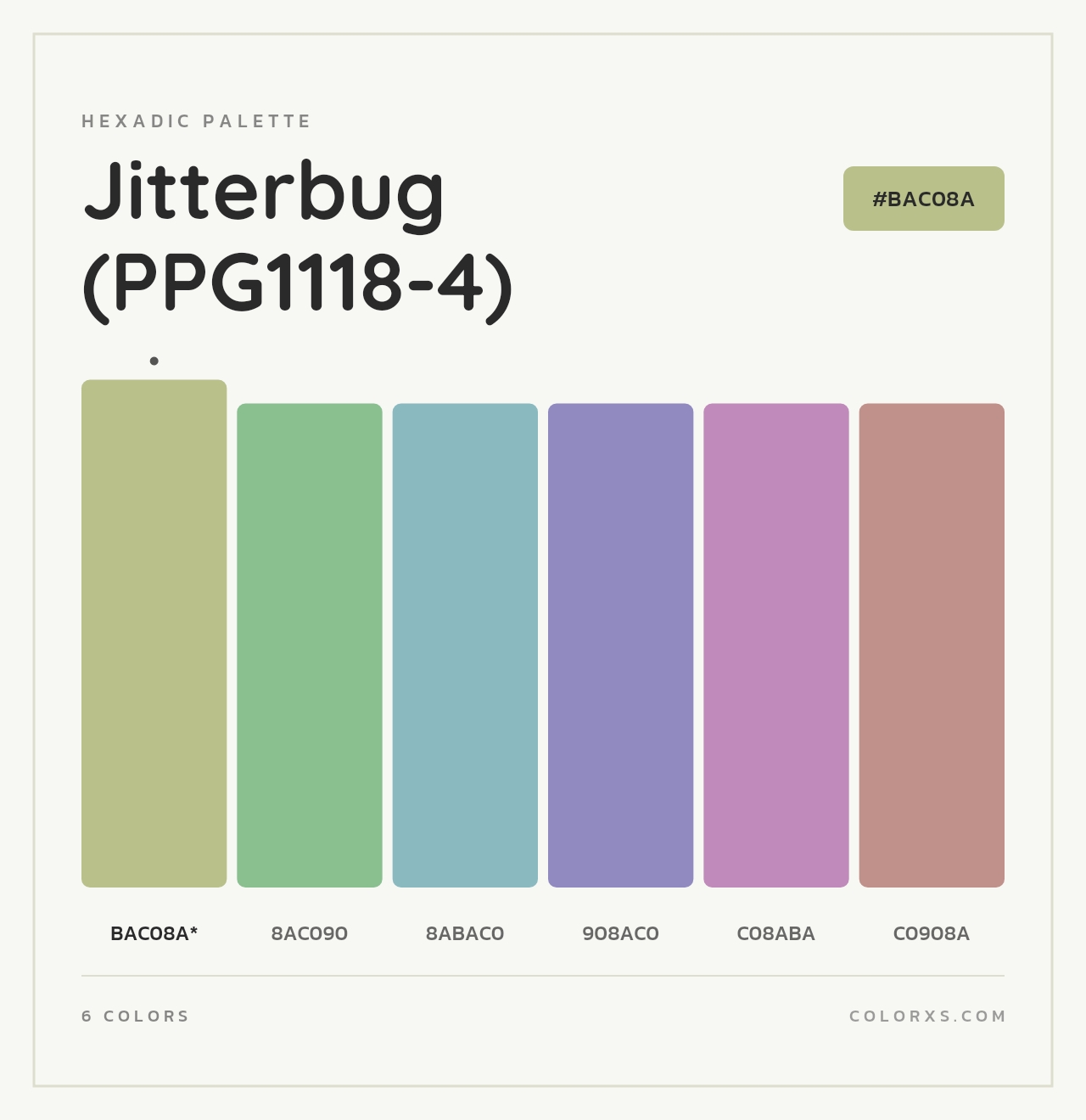 Jitterbug (PPG1118-4) - Hexadic Color Palette