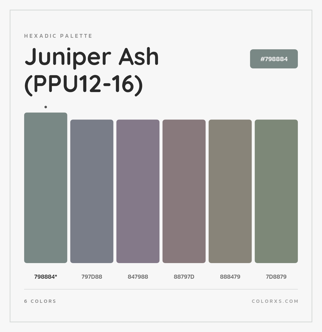 Juniper Ash (PPU12-16) - Hexadic Color Palette