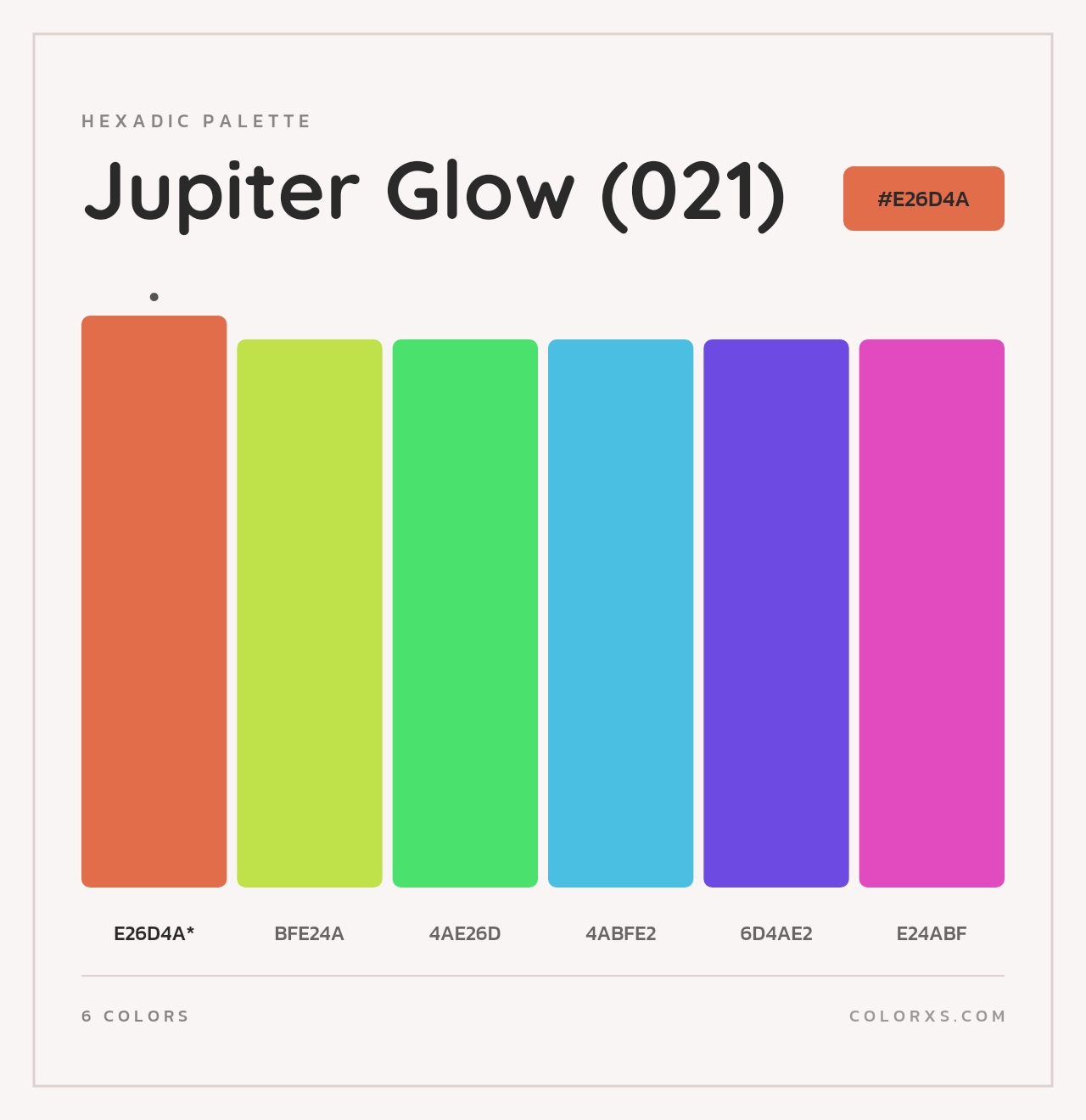 Jupiter Glow (021) - Hexadic Color Palette