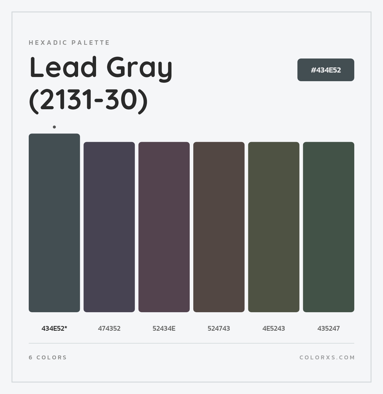 Lead Gray (2131-30) - Hexadic Color Palette