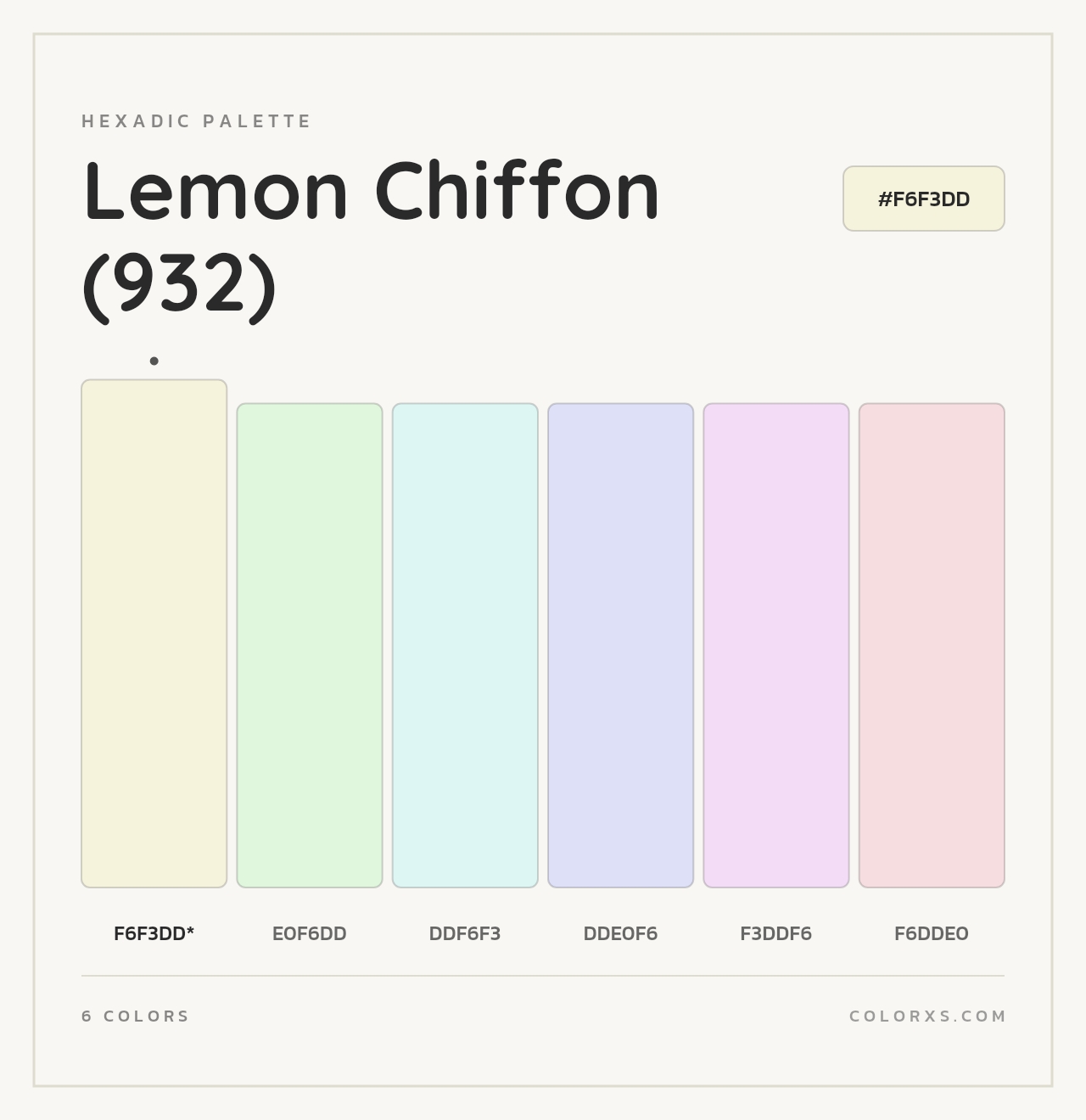 Lemon Chiffon (932) - Hexadic Color Palette
