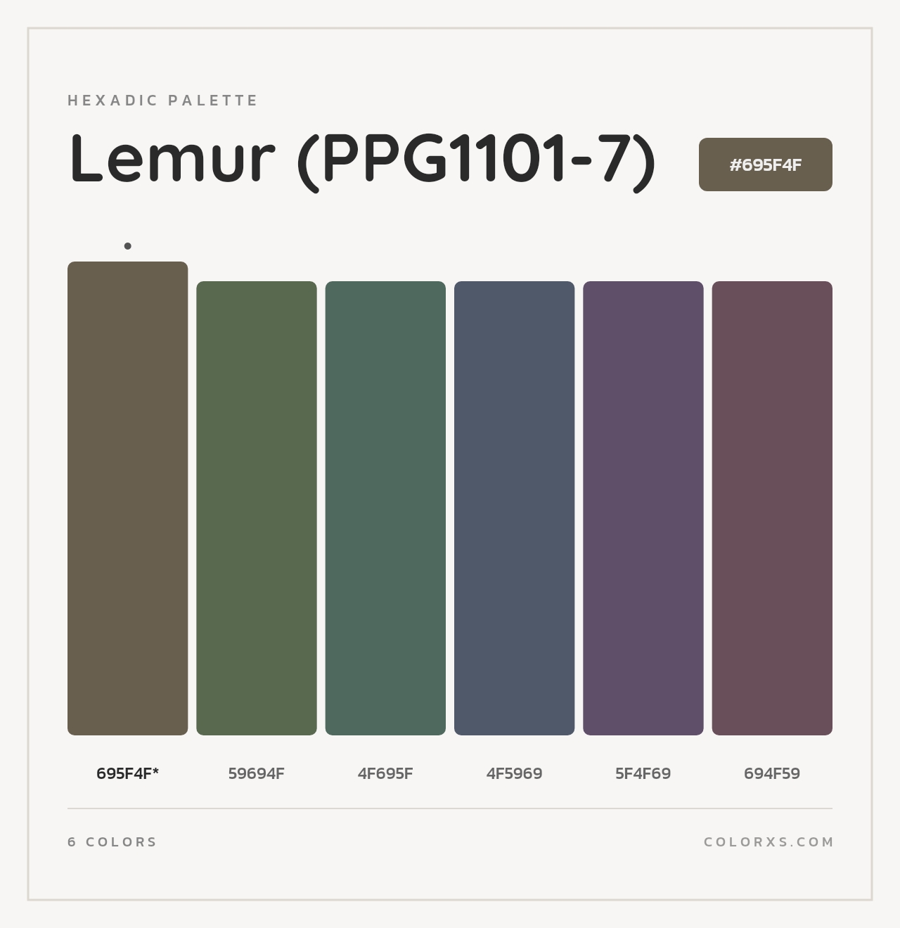 Lemur (PPG1101-7) - Hexadic Color Palette