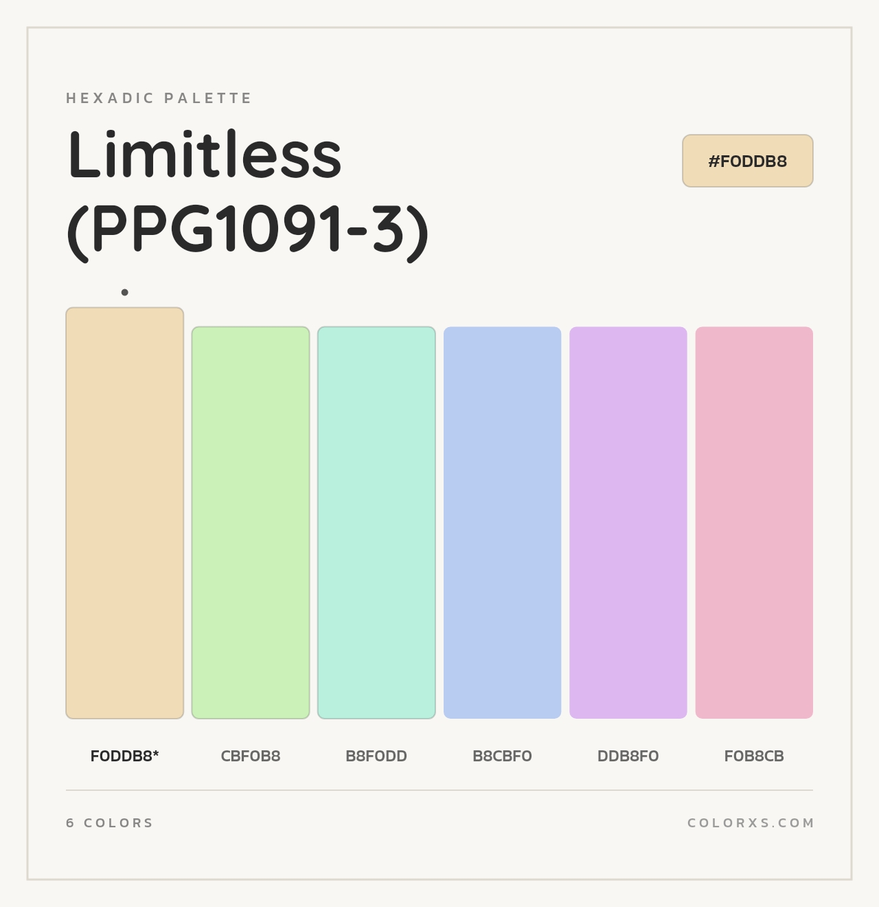 Limitless (PPG1091-3) - Hexadic Color Palette
