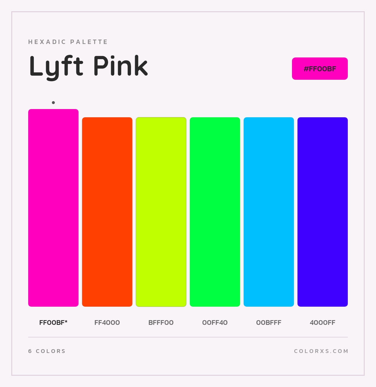 Lyft Pink - Hexadic Color Palette