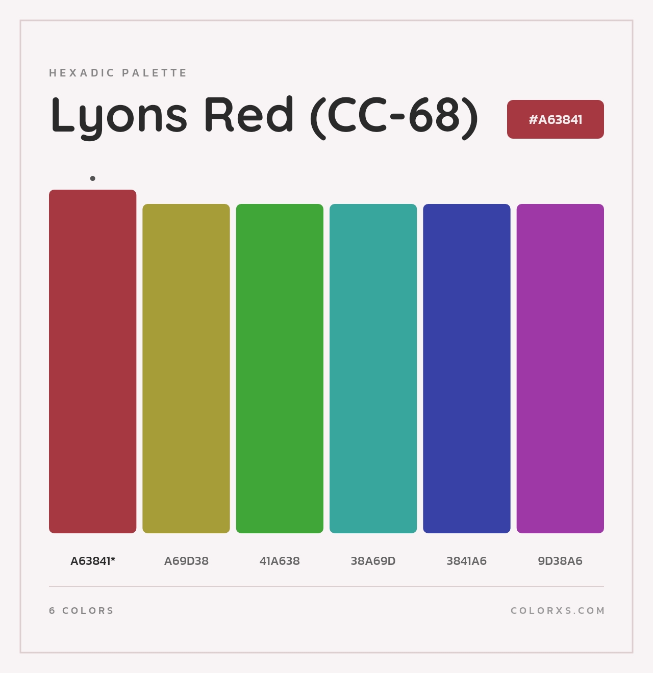 Lyons Red (CC-68) - Hexadic Color Palette