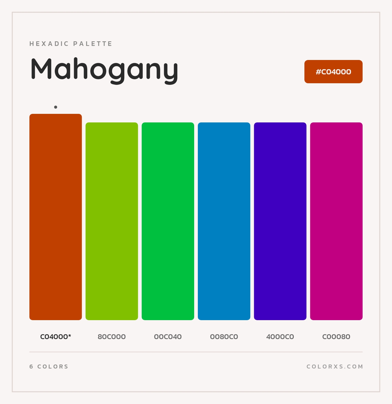 Mahogany - Hexadic Color Palette