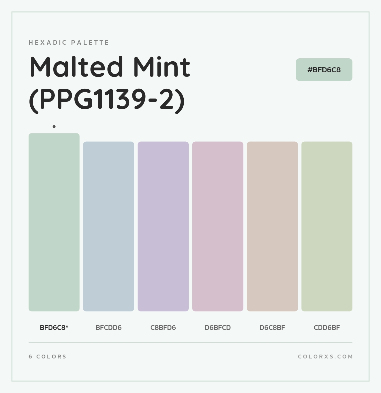 Malted Mint (PPG1139-2) - Hexadic Color Palette