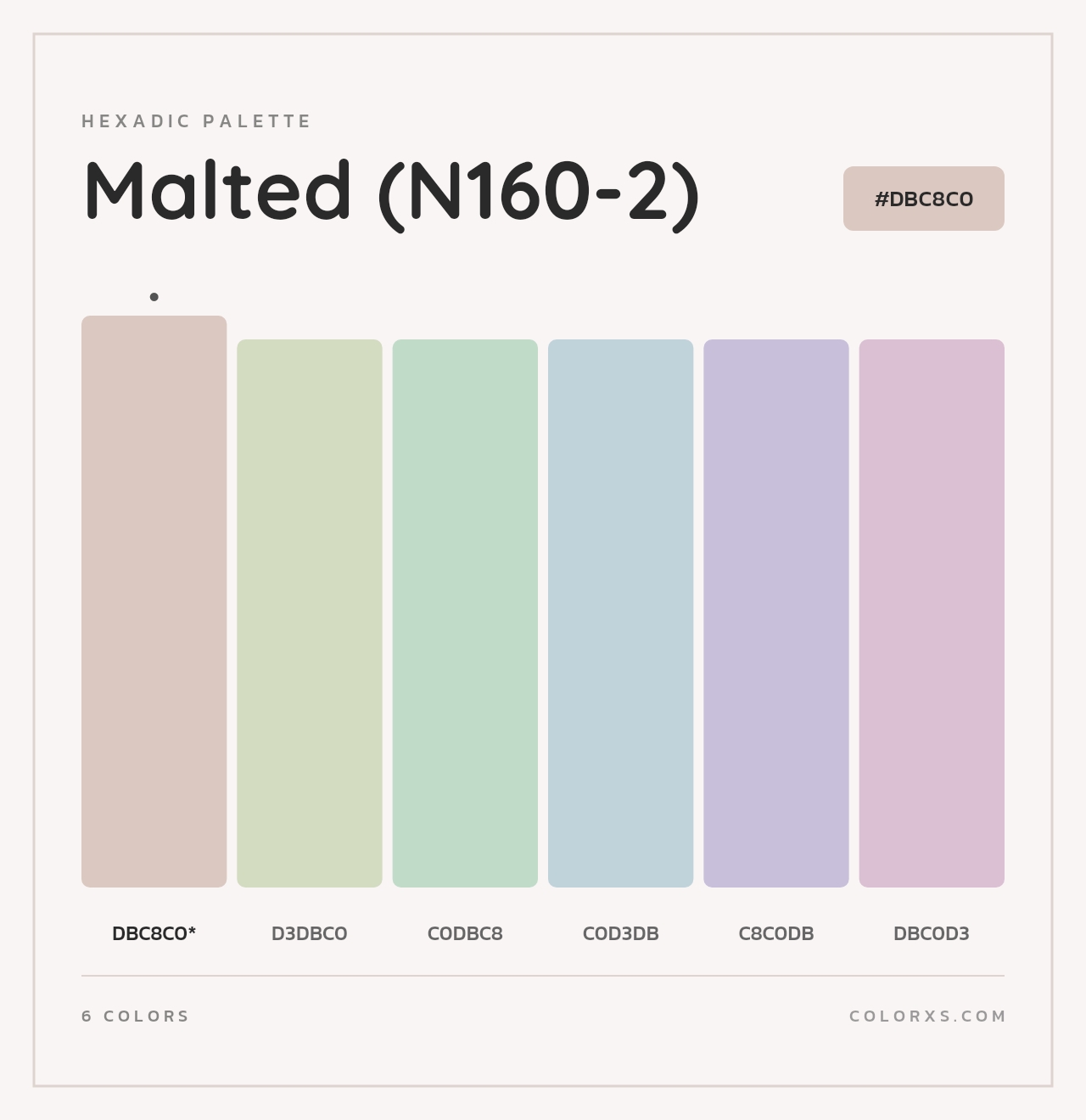 Malted (N160-2) - Hexadic Color Palette