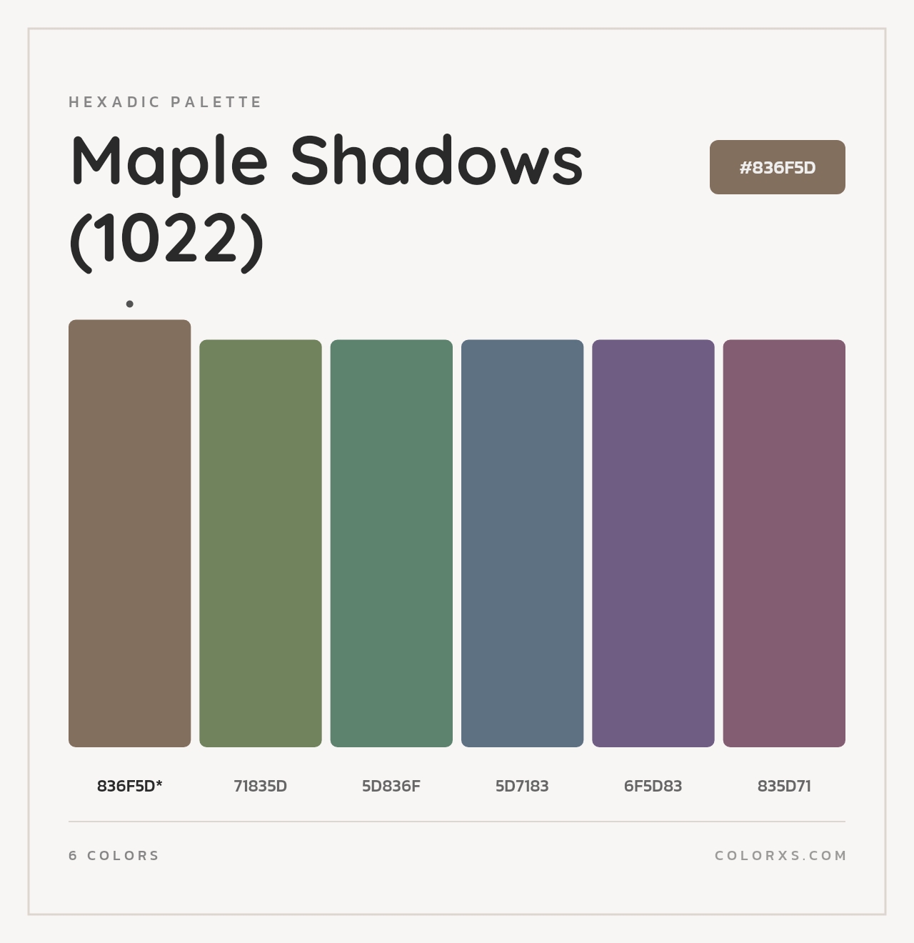 Maple Shadows (1022) - Hexadic Color Palette