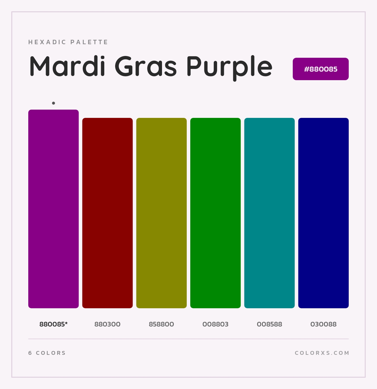 Mardi Gras Purple - Hexadic Color Palette