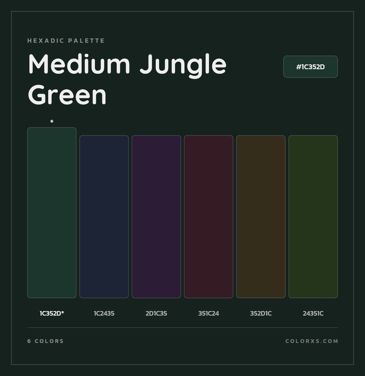 Medium Jungle Green - Hexadic Color Palette