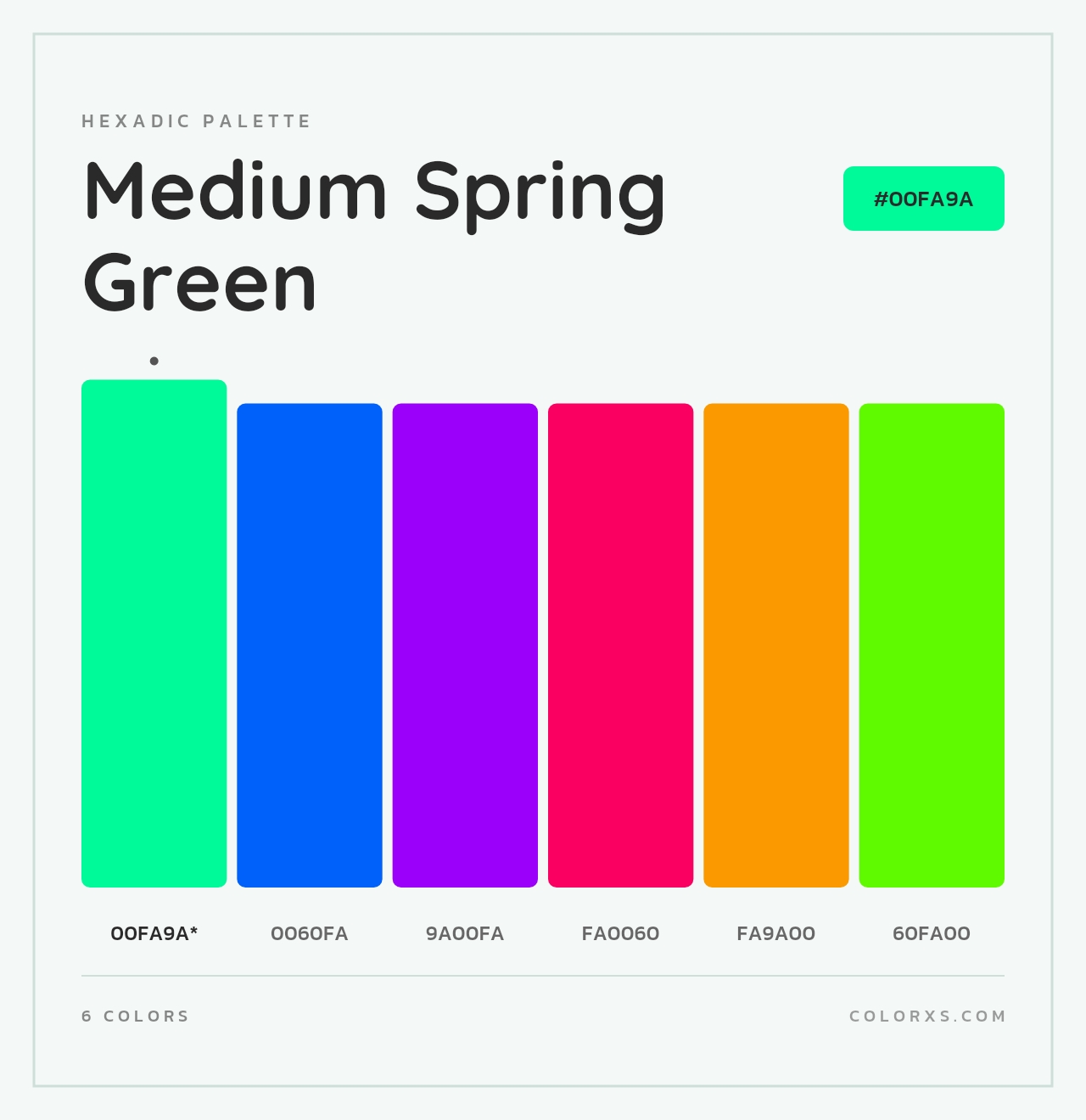 Medium Spring Green - Hexadic Color Palette
